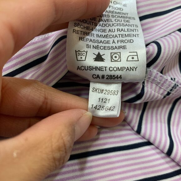 FJ FootJoy Shirt Mens XL Extra Large Thistle Navy Striped Golf Performance Polo - Picture 6 of 9